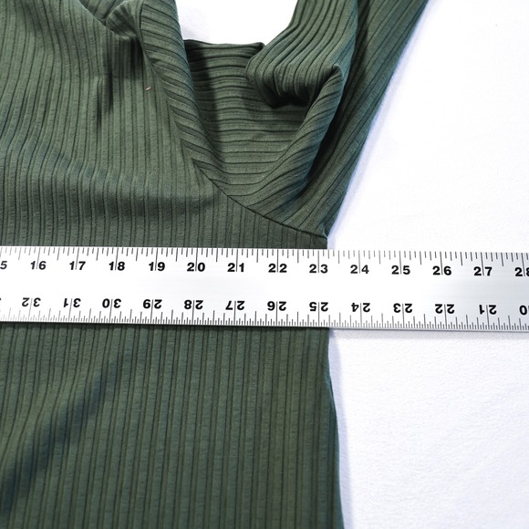 EILEEN FISHER Women's Size L Green Ribbed Knit Open Front Cardigan Sweater USA - Picture 6 of 7